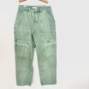 ALTAR’D STATE Sage Green Denim Cargo Straight Leg Jeans Size 31 Boho